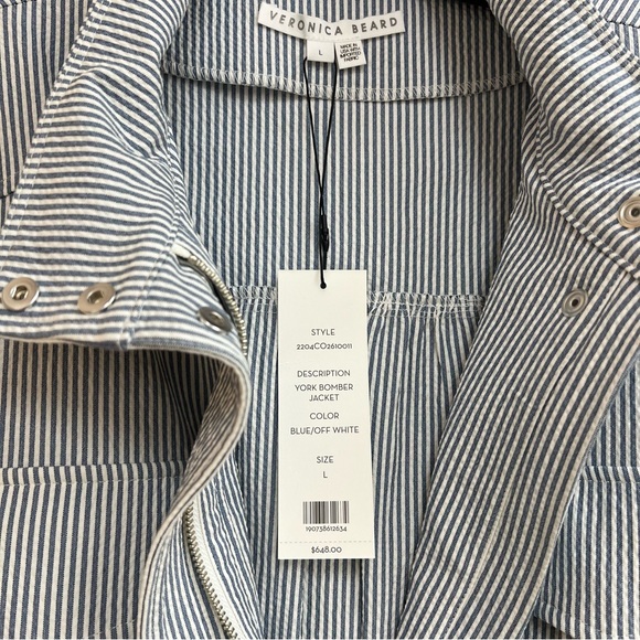 Veronica Beard York Bomber Jacket in Blue/White - Picture 4 of 5